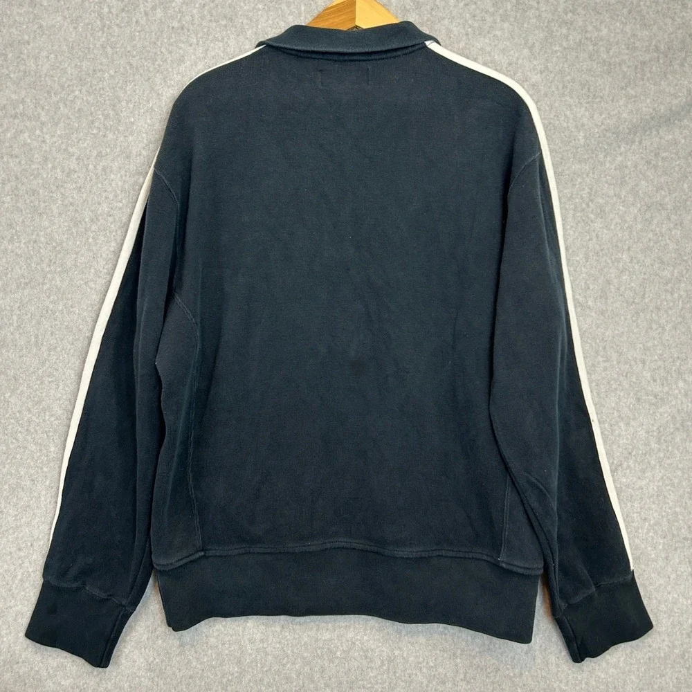 Polo Ralph Lauren 1/4 Zip Pullover Navy Red Stripe Embroidered Crest Mens Large